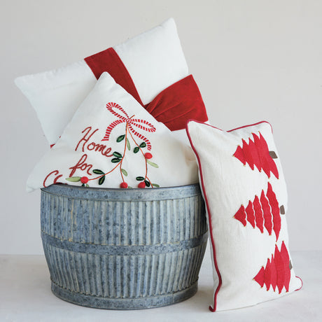 Red Bow Cotton Velvet Gift Pillow