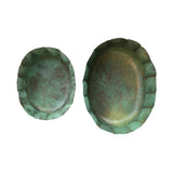 Verdigris Scalloped Footed Metal Planters