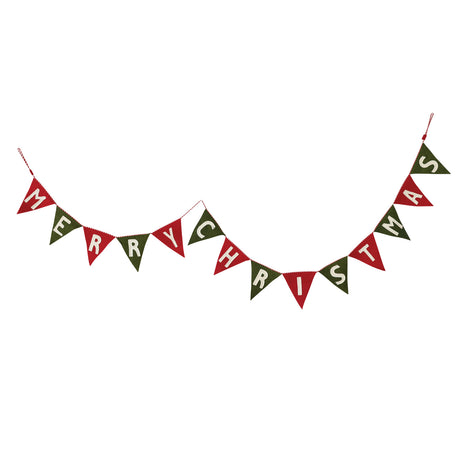 Handmade Wool Felt Merry Christmas Pennant Banner