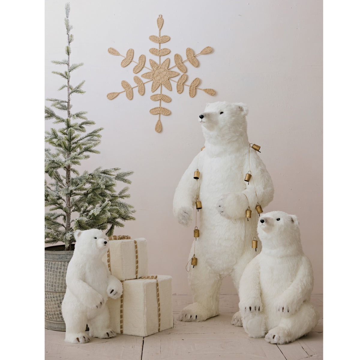 White Faux Fur Polar Bear Figurine
