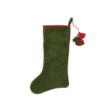 Green Quilted Velvet Stocking with Tassels