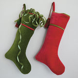 Green Quilted Velvet Stocking with Tassels