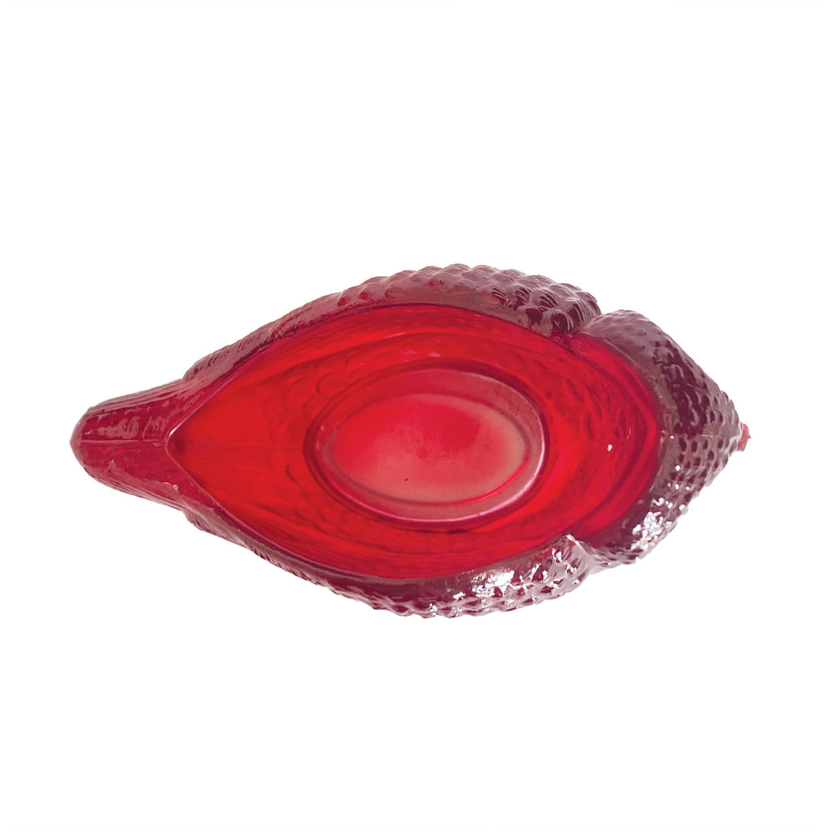 Burgundy Glass Quail Container & Spoon Rest