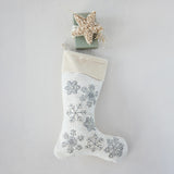 Beaded Snowflake Stocking with Velvet Cuff