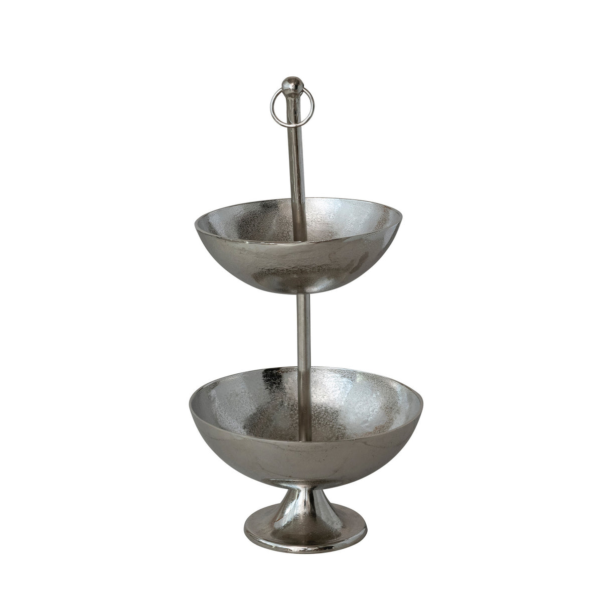 Nickel Cast Aluminum Two-Tier Serving Bowl