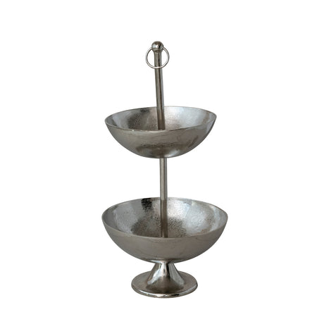 Nickel Cast Aluminum Two-Tier Serving Bowl