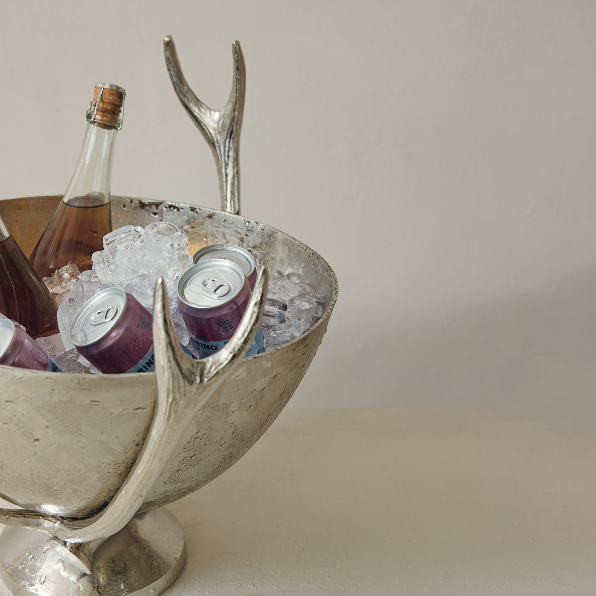 Silver Aluminum Antler Stand Serving Bowl