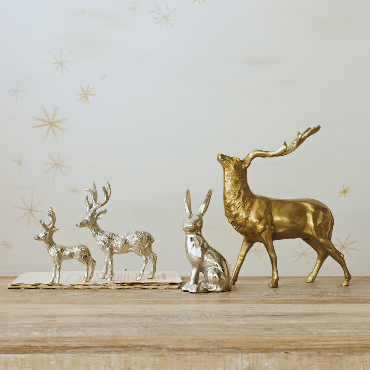 Gold Cast Aluminum Deer Figurine