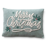 Merry Christmas Chenille Embroidered Lumbar Pillow