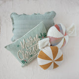 Merry Christmas Chenille Embroidered Lumbar Pillow