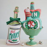 Christmas Bottle Shaped Pillow with Embroidered Details