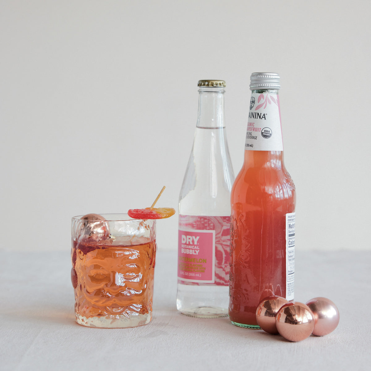 Amber Santa Head Drinking Glass