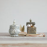 Antique Silver Mercury Glass Container with Lid
