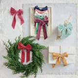 Navy Cotton Velvet Clip-On Bow