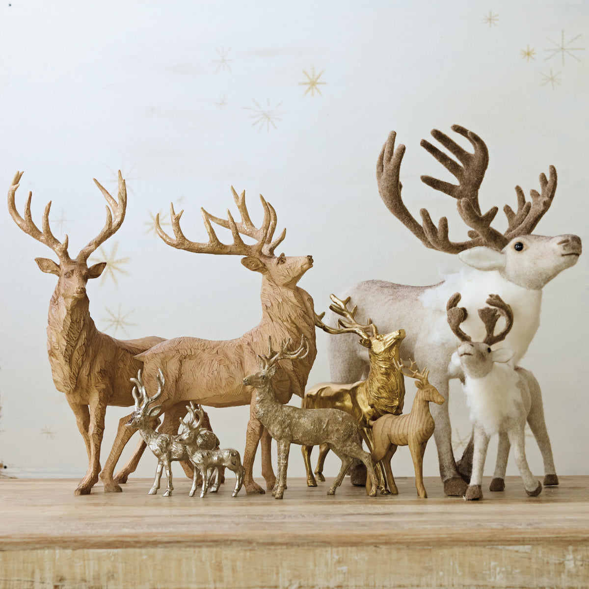 Brown & Cream Faux Fur Standing Caribou