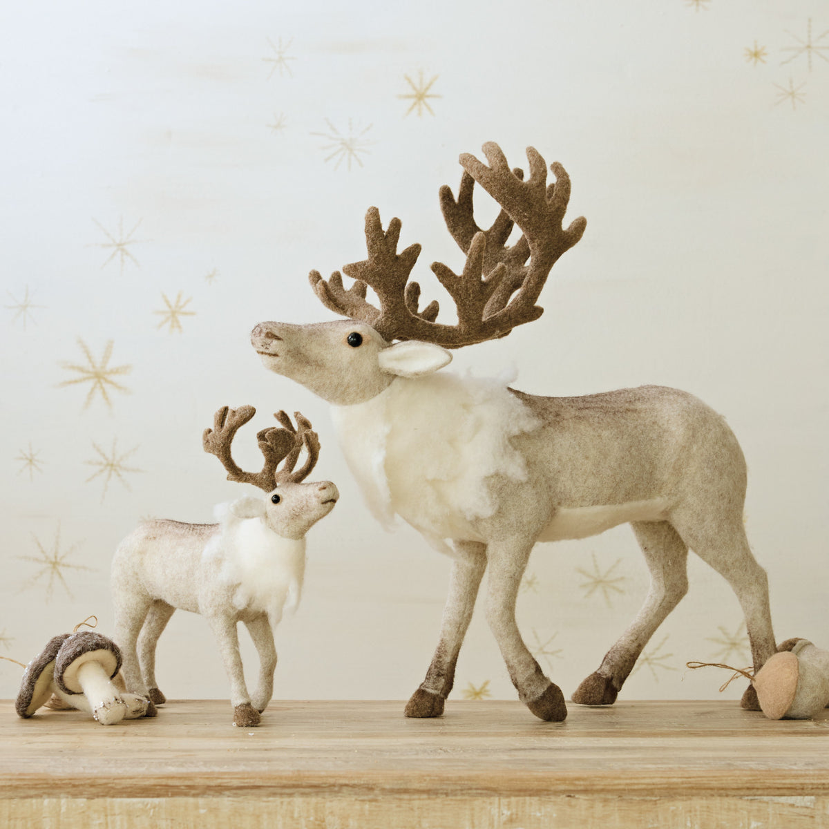 Brown & Cream Faux Fur Standing Caribou