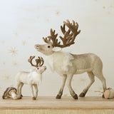 Brown & Cream Faux Fur Standing Caribou