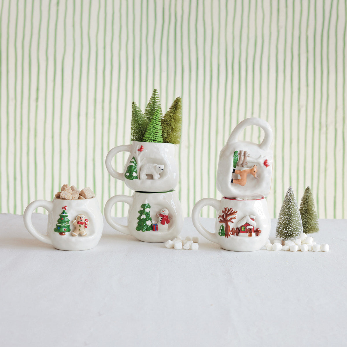 Hand-Painted 3D Alcove Christmas Scene Coffee Mug