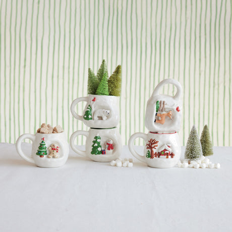 Hand-Painted 3D Alcove Christmas Scene Coffee Mug