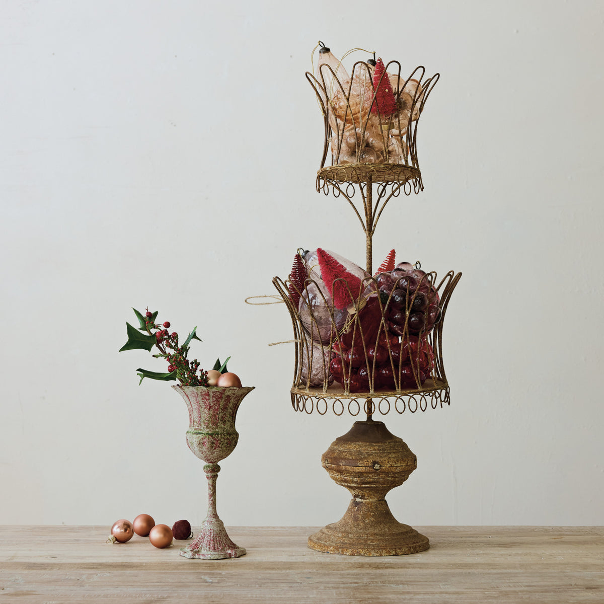 Distressed Red Metal Urn