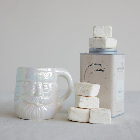 Pearlized White Ceramic Santa Coffee Mug