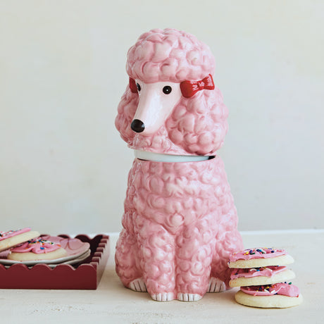 Pink Ceramic Poodle Cookie Jar