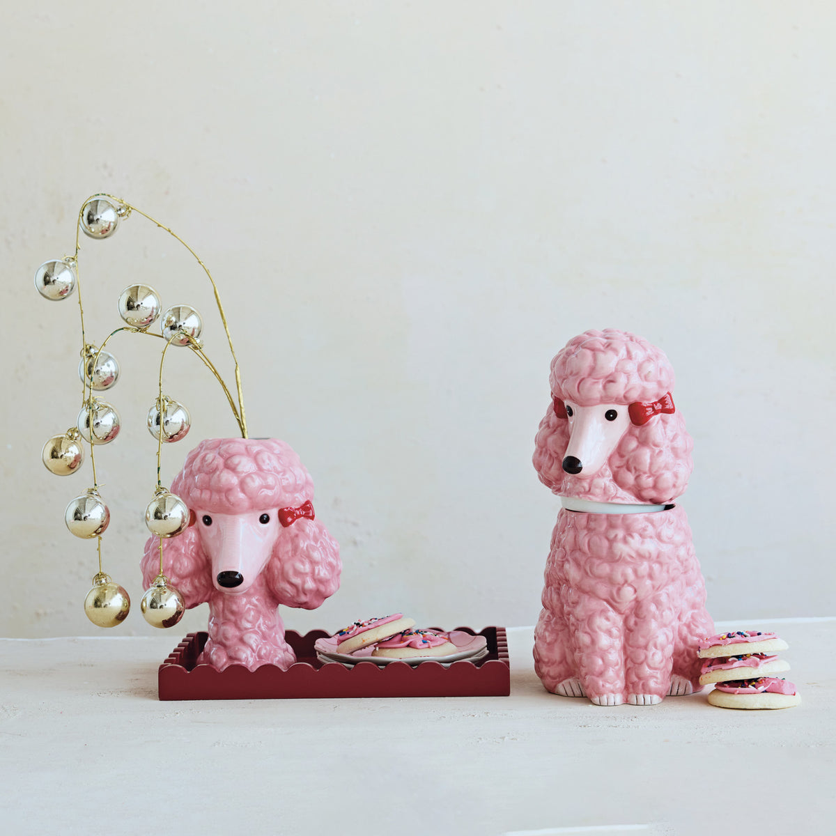 Pink Ceramic Poodle Cookie Jar