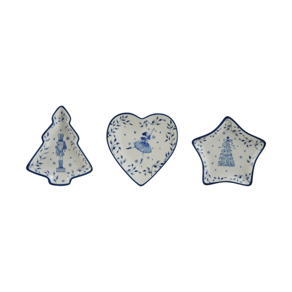 White & Blue Ceramic Christmas Dish