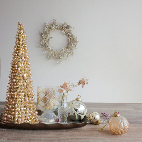 Pink & Gold Pearl Beaded Christmas Trees