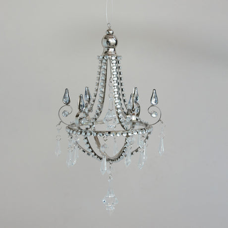 Silver Chandelier Ornament with Acrylic Jewels