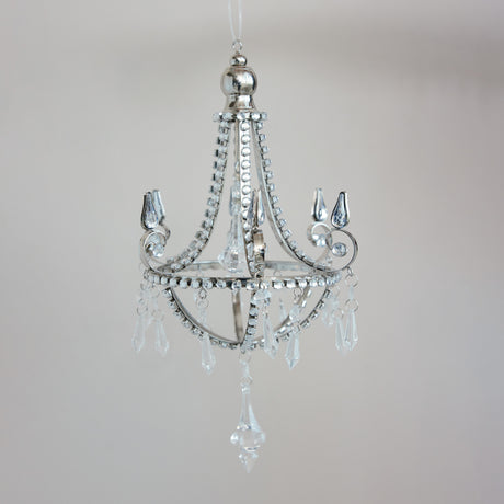 Silver Chandelier Ornament with Acrylic Jewels