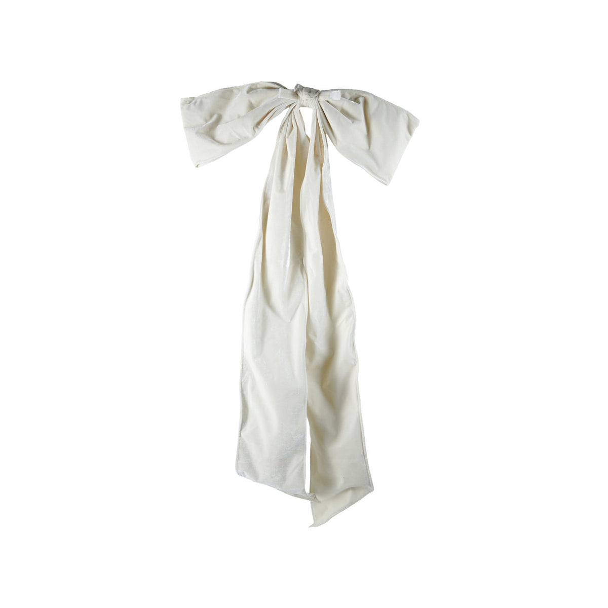 Oversized Cream Velvet Bow with Velcro Closure