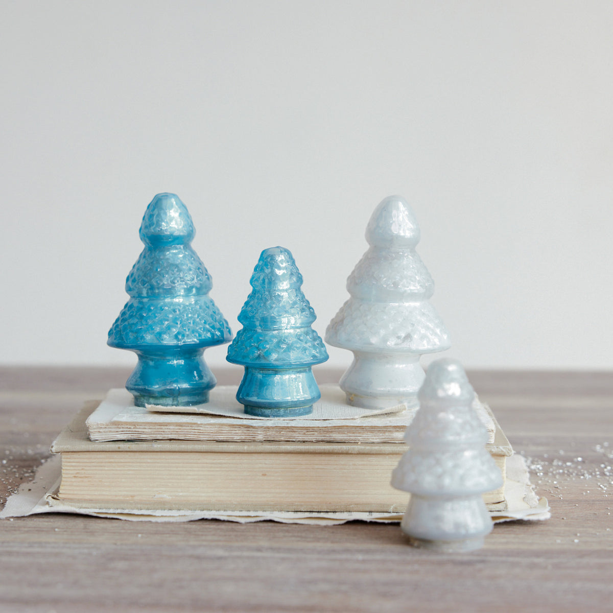 Blue Embossed Mercury Glass Tree