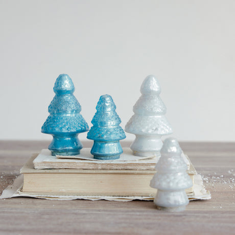 Blue Embossed Mercury Glass Tree