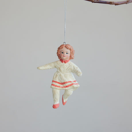 Vintage Inspired Paper Mache Girl Ornament