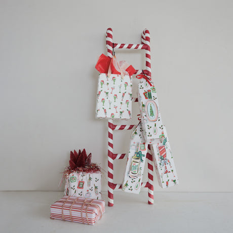 Red & White Candy Stripe Decorative Ladder