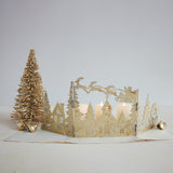 Distressed Gold Santa & Village Folding Mantel Scene