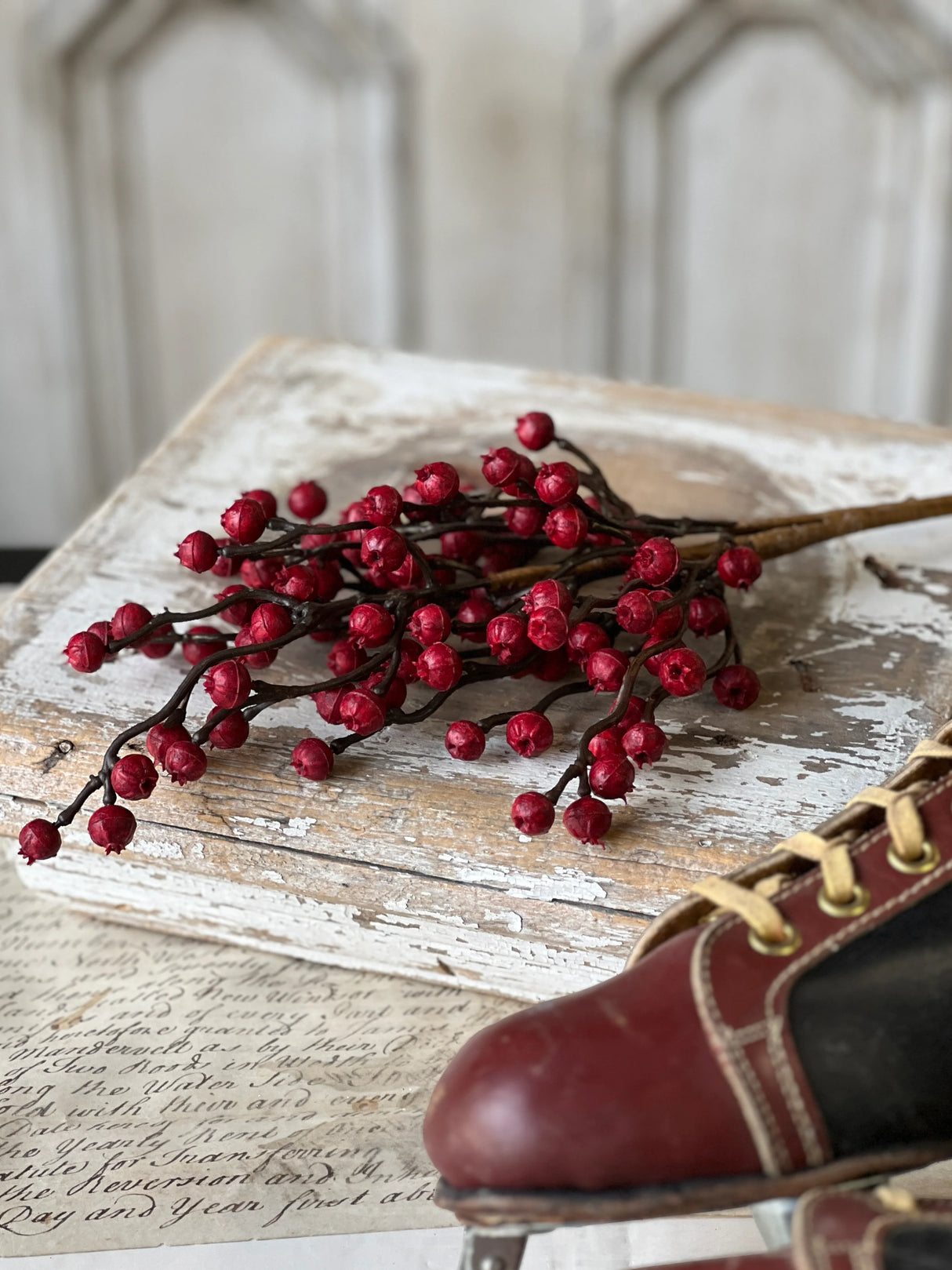 Christmas Hearth Real Touch Red Berry Bush Stem