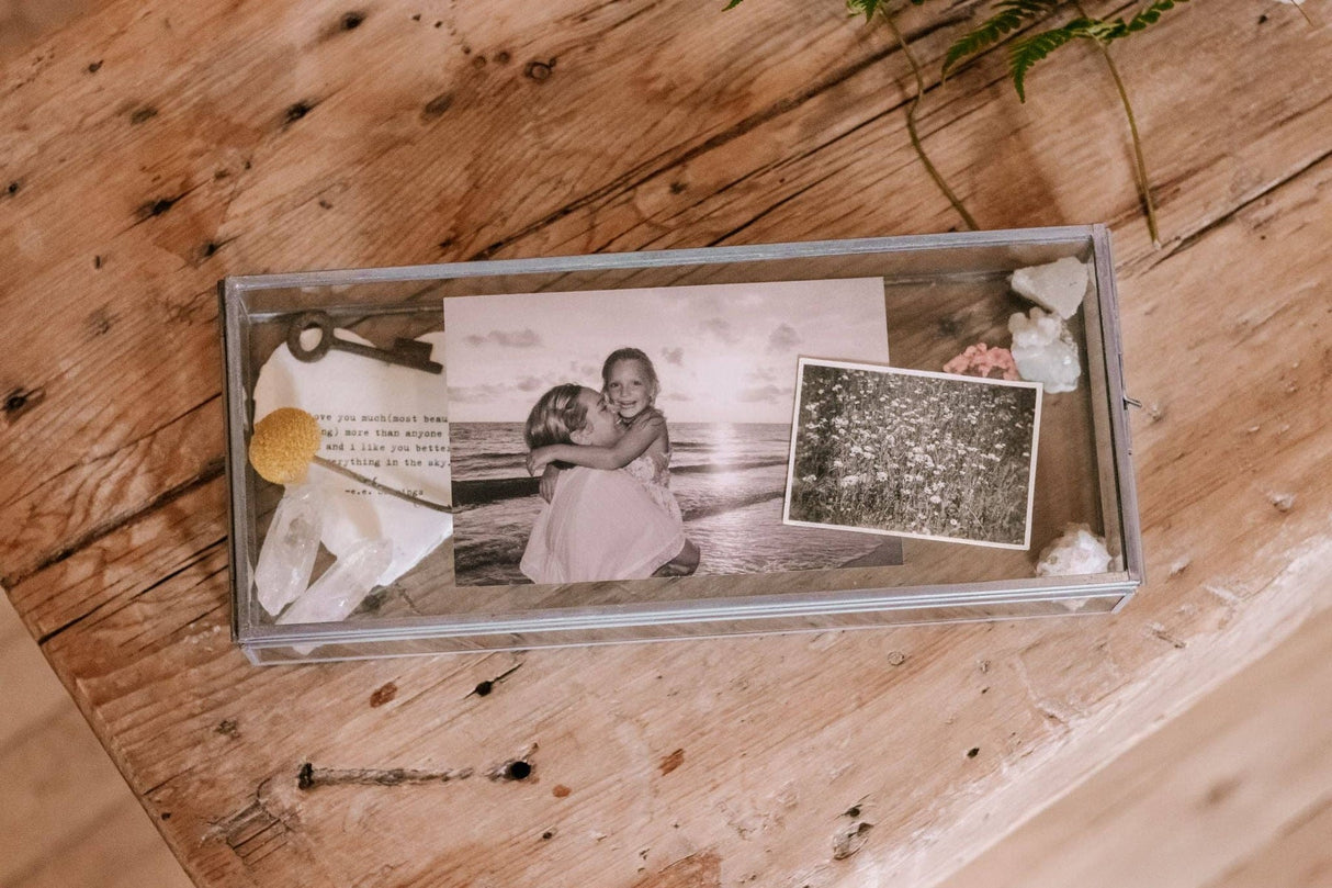 Skinny Rectangle Glass & Zinc Memory Box