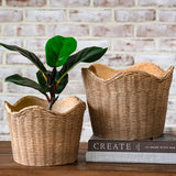Basket Weave Scalloped Cement Planter