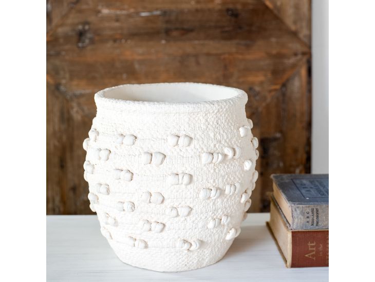 White Cement Textured Knot Vase