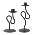 black hand forged abstract iron taper candle holder