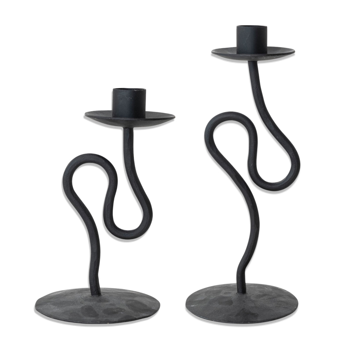 black hand forged abstract iron taper candle holder