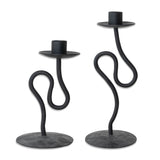 black hand forged abstract iron taper candle holder