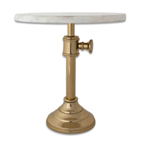 adjustable marble top pedestal stand with brass metal base