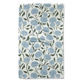 blue hydrangea geometry tea towel