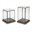 antique brass glass display case lantern style decor for candle or plant two size options