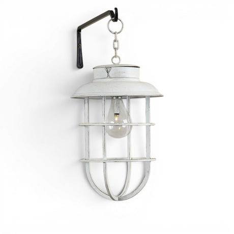 aged white hanging light with chain decorative lantern battery operated for indoor outdoor styling