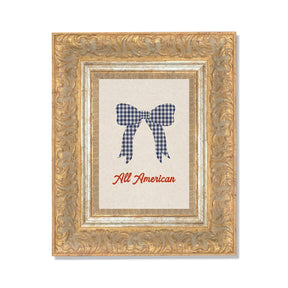all american bow wall art framed gingham ribbon patriotic vintage decor made in usa