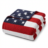 Americana chenille knit American flag throw blanket patriotic red white and blue home decor